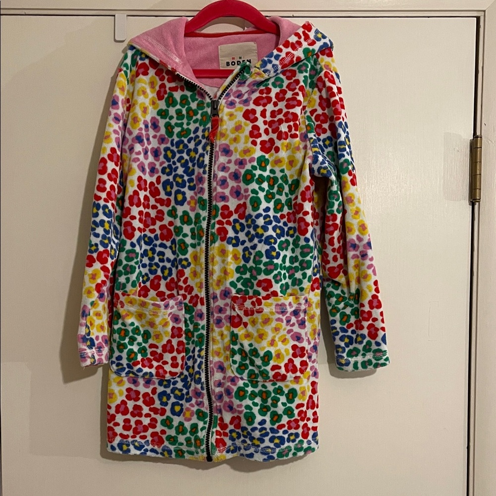 Mini Boden Leopard Print Toweling Jacket